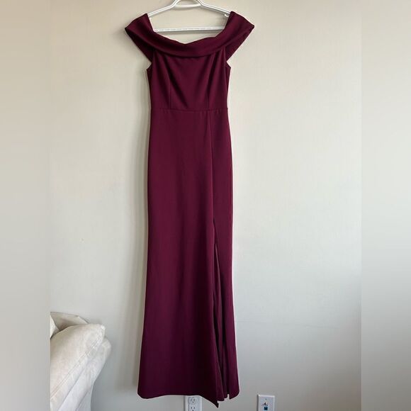 Lulu's Aveline Burgundy Off-the-Shoulder Maxi Dress - Picture 7 of 11